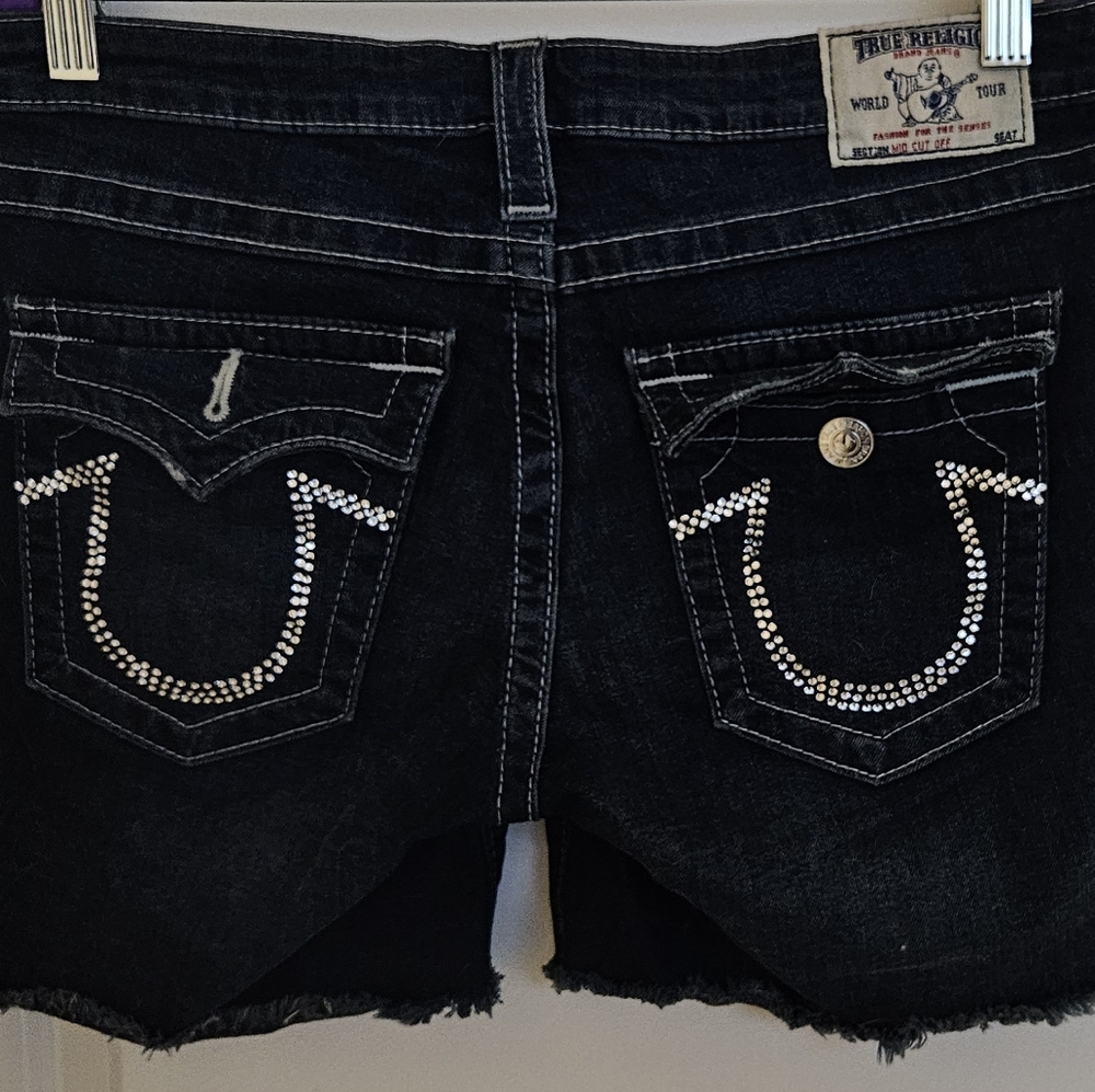 True Religion Denim Shorts with Rhinestone Detail